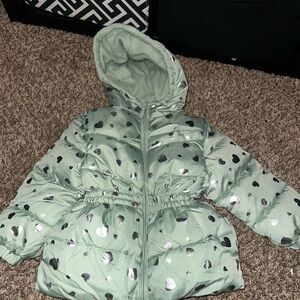 Pink Platinum Mint Heart Puffer Jacket